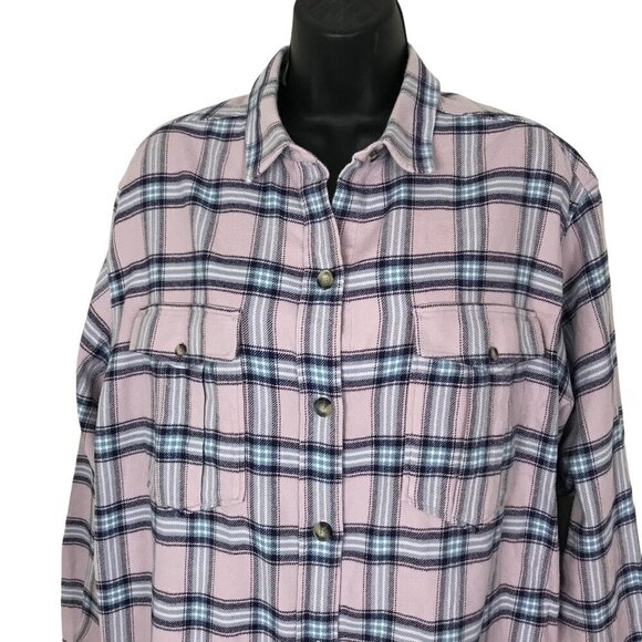 Isabel Marant Etiole Flannel Pink And Blue Plaid Shirt Dress Size 36 (6) - Picture 5 of 11